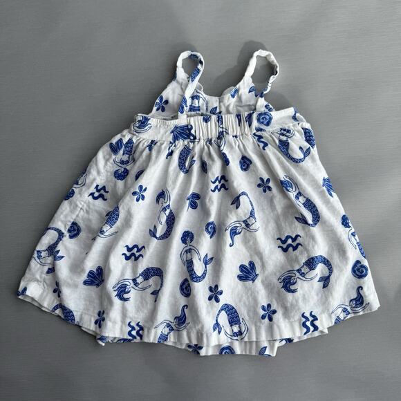 Old Navy Mermaid Textured Bow Tie Dress Toddler Girls 2T Linen Blend Sleeveless - Picture 3 of 8